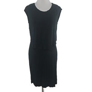 HEATHER Small Viscose Jersey T-shirt Dress Layered Keyhole Back Sleeveless Green